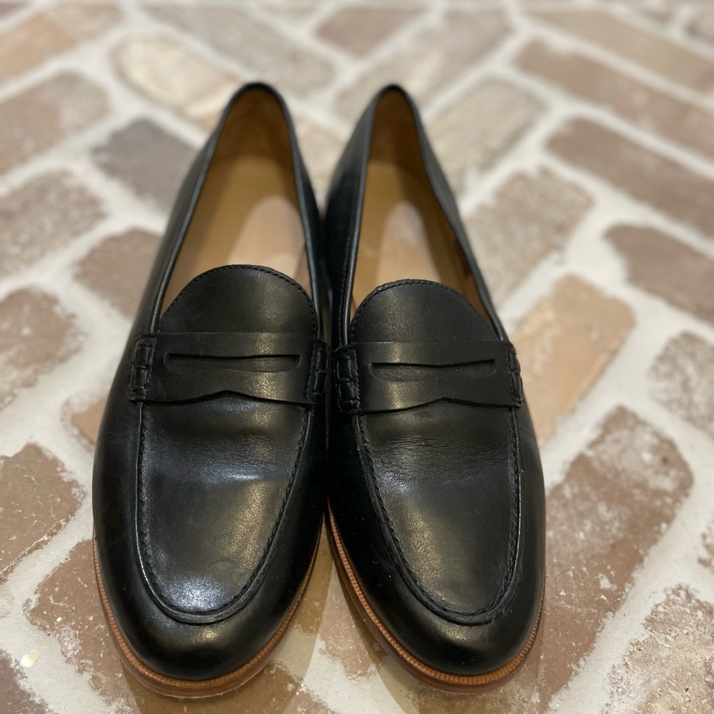 Black Leather JCrew Loafers